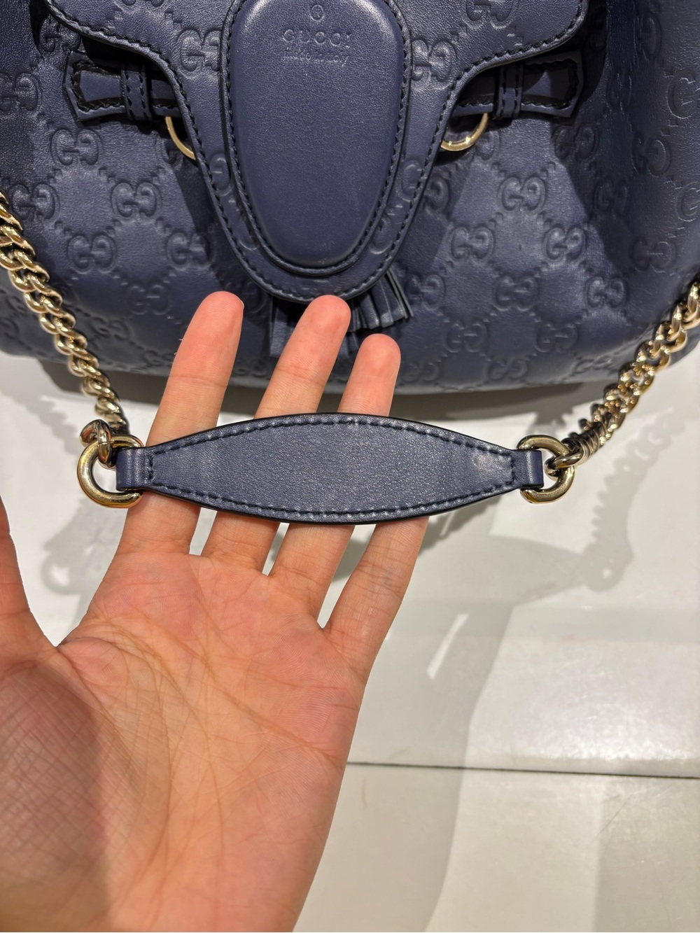 Gucci Blue Guccissima Leather Medium Emily Hobo Bag - Picture 5 of 13